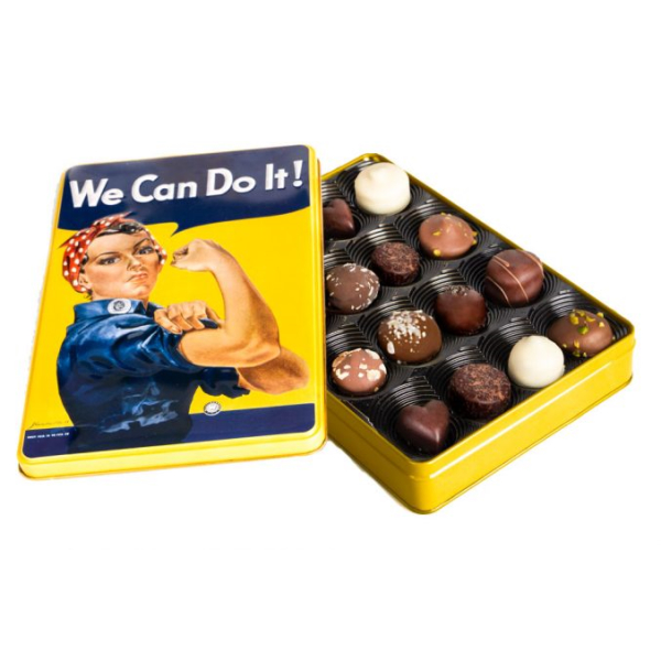 We Can Do It! Fairtrade praliner i metallask