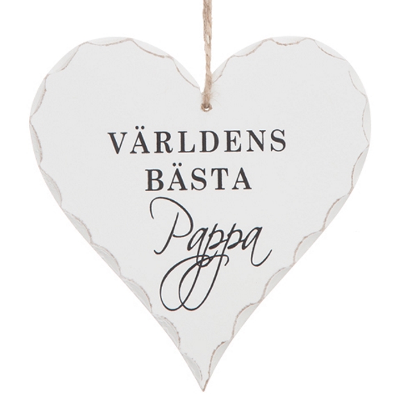 Trähjärta med text - "Världens bästa pappa" - à 39 kr