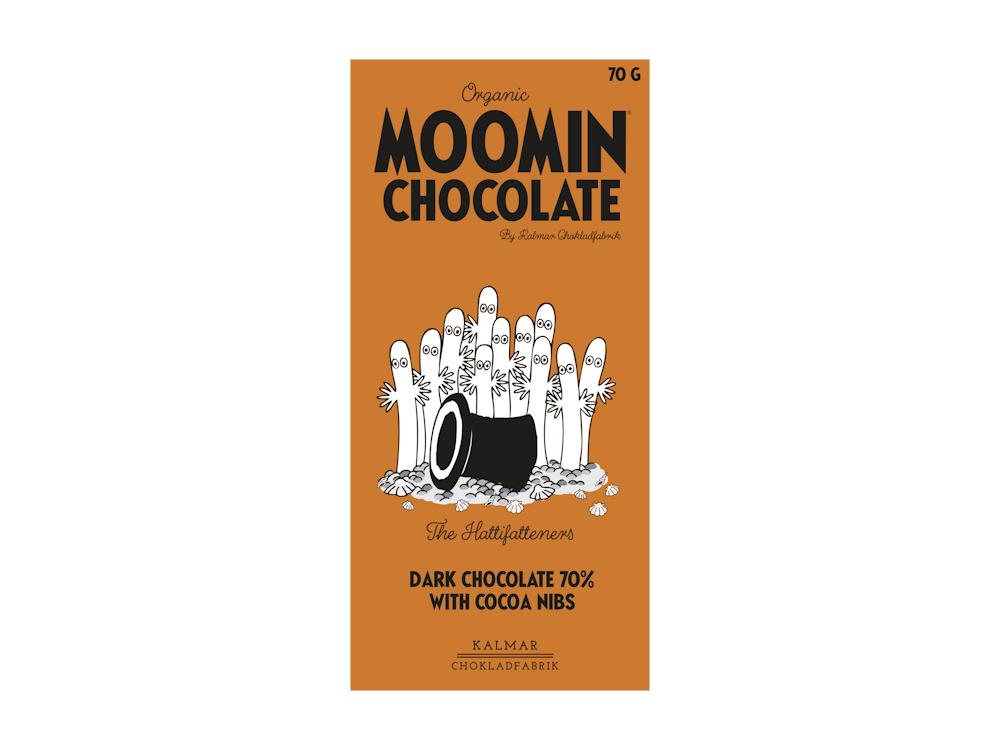 Organic Moomin Chocolate The Hattifatteners - Mörk choklad 70% med kakaonibs