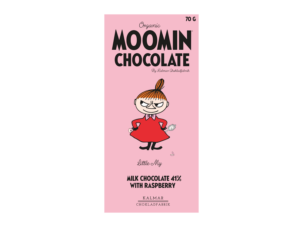 Organic Moomin Chocolate Little My - Ljus choklad 41% med hallon